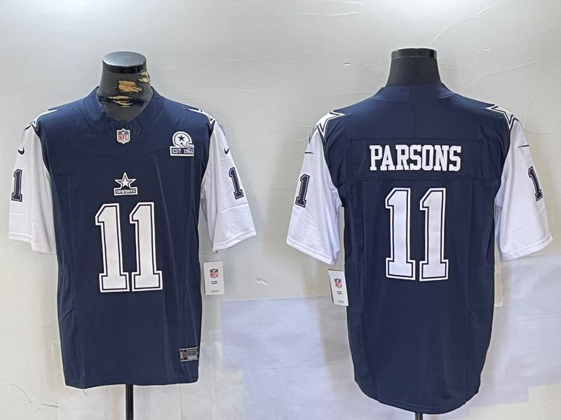 Men Dallas Cowboys 11 Parsons Blue 2024 Nike Three generations Vapor Limited NFL Jersey style 5